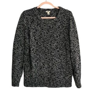 L.L.Bean Marled Knit Sweater - Size Medium Black White Grey